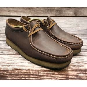 Clarks Wallabee Brown Leather Boots Beeswax 26103610 Womens Size 10 Fast Ship